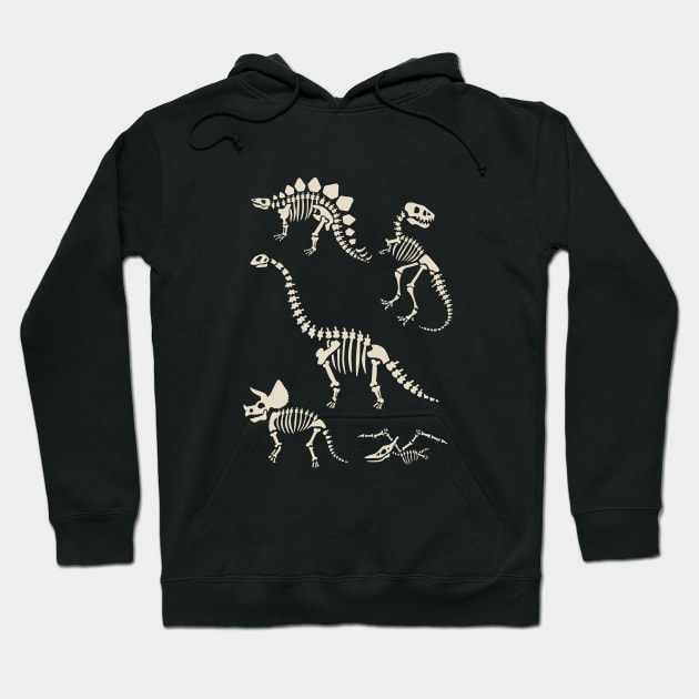 Dinosaur Fossils in Black Hoodie by latheandquill